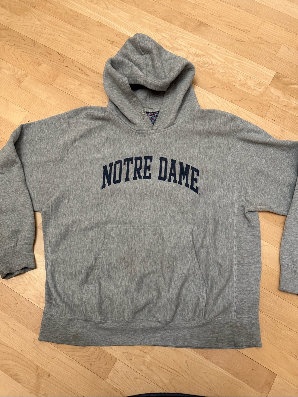 Vintage MV Sport Gray Notre Dame Pullover Hoodie XL